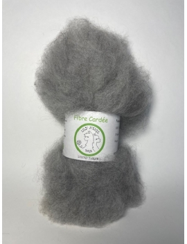 "Gris Argenté clair" fibre cardée pour feutrage 100 % Alpaga