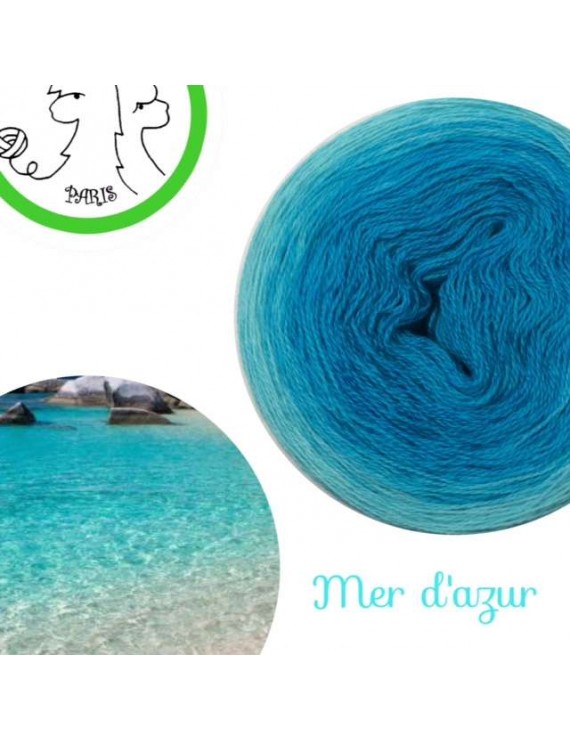 Fil Lace Mérinos et Soie (long gradient cake yarn) "Mer d'Azur"