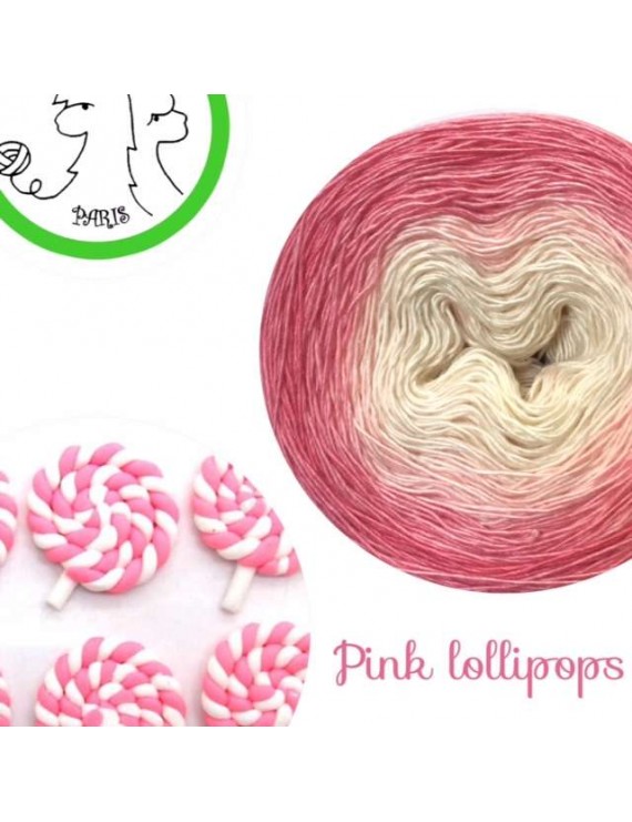 Fil Single Fingering Mérinos et Soie (long gradient yarn cake) "Pink Lollipops"