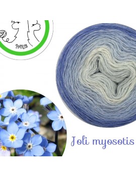 Fil fingering Alpaga Soie (long gradient yarn cake) "Joli Myosotis"
