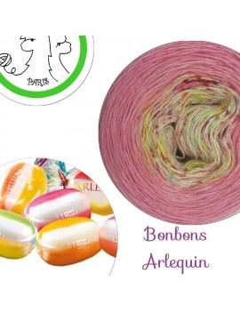 Fil fingering Alpaga Soie (long gradient yarn cake) "Bonbons Arlequin"