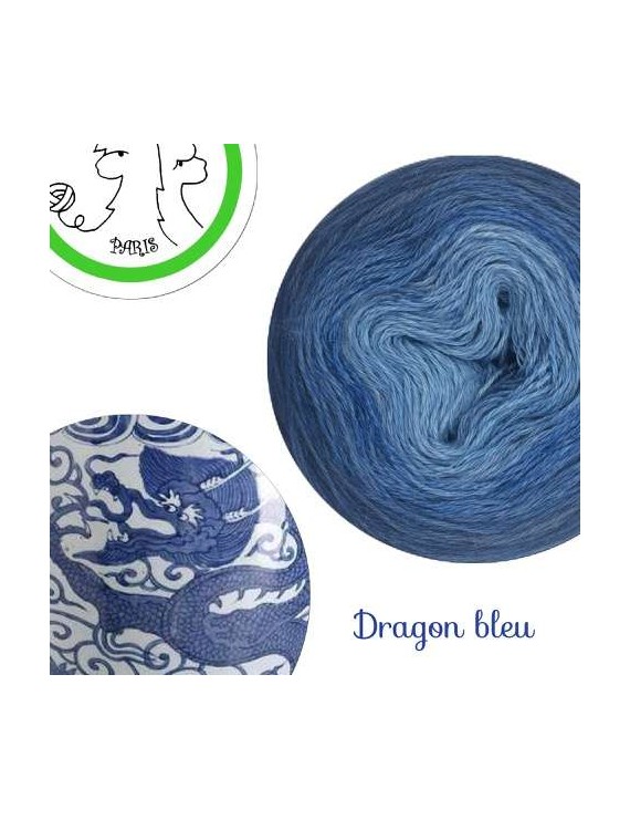 Fil fingering Alpaga Soie (long gradient yarn cake) "Dragon Bleu"
