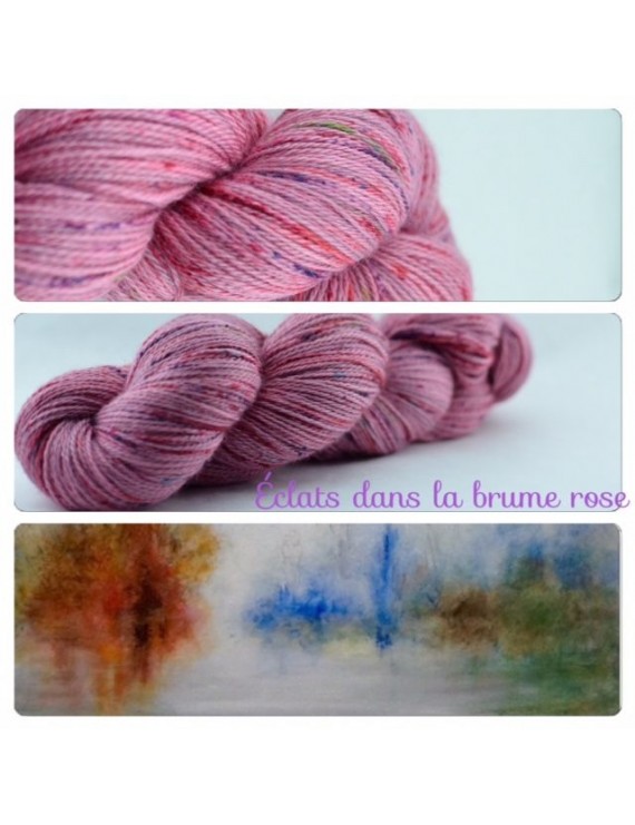 "Eclats dans la Brume Rose" Fil fingering Alpaga & Soie