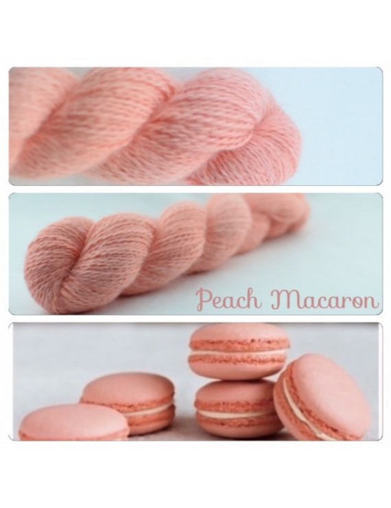 "Peach Macaron" Fil fingering 100 % Angora Français