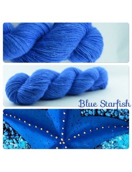 "Blue Starfish" Single fingering Alpaga Soie Angelina