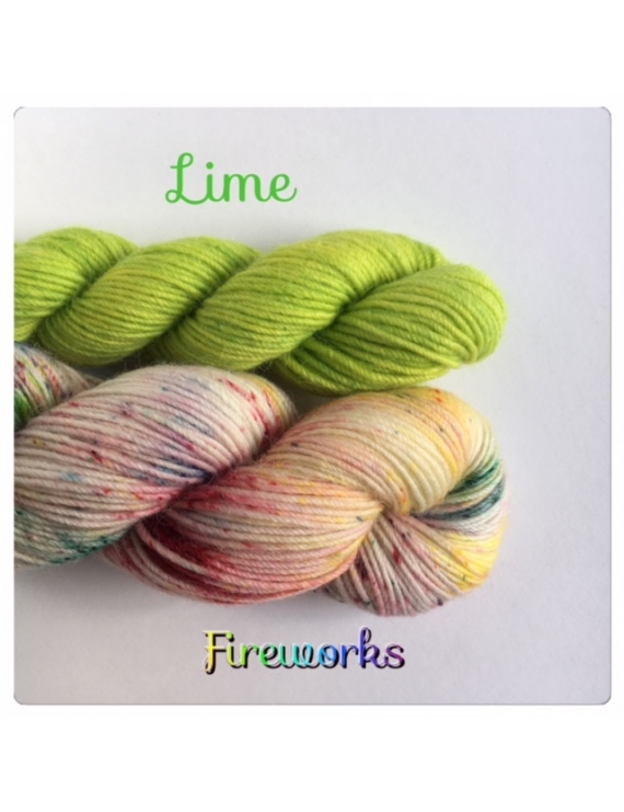"Fireworks+Lime" Sock Yarn Merino Alpaca & Nylon