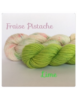 "Fraise Pistache+Lime" Fil à Chaussette Mérinos Alpaga & Nylon