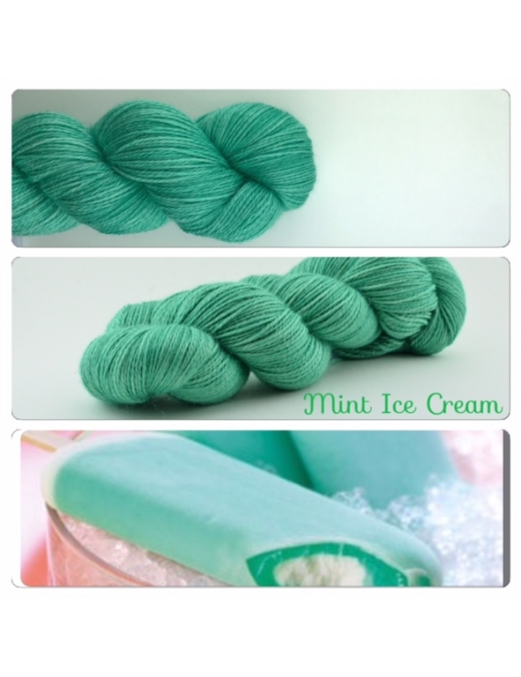 "Mint Ice Cream" fingering Alpaca & Silk Yarn