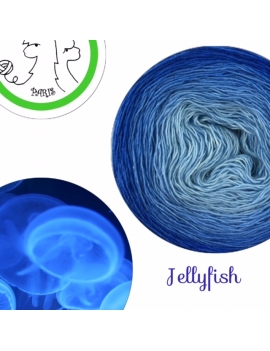  "Jellyfish" Fil Single Fingering Mérinos et Soie (long gradient yarn cake)