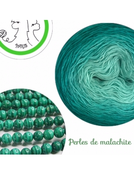 "Perles de Malachite" Fil Single Fingering Mérinos et Soie (long gradient yarn cake)