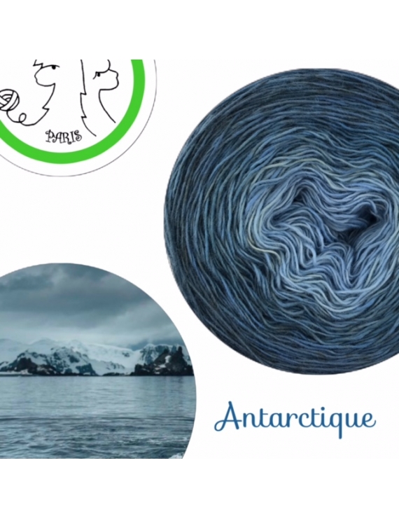 "Antarctique" Fil Single Fingering Mérinos (long gradient yarn cake)
