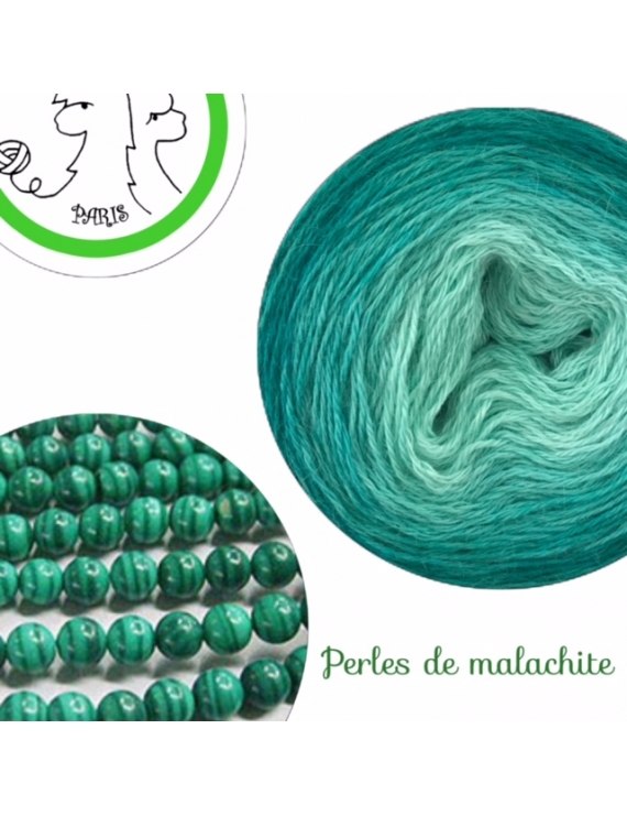 "Perles de Malachite" Fingering Baby Alpaca & Silk Yarn (gradient yarn cake)