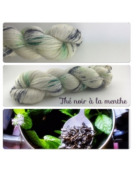 "Thé Noir à la Menthe" fingering Alpaca & Silk Yarn