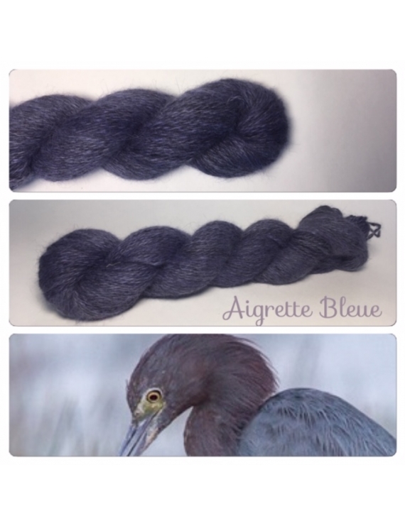 "Aigrette Bleue" Angora & Baby Alpaga Noir