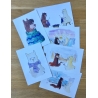 Lot de 6 cartes postales LILY et NEIGE
