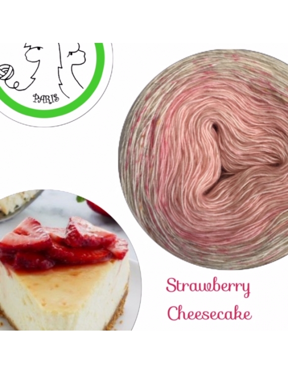 Strawberry Cheesecake Single Fingering Alpaga Soie Angelina Long Gradient Yarn Cake