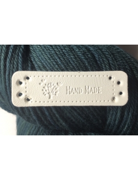 "Hand Made" Etiquette Decorative Faux Cuir Blanc