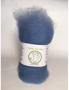 "Bleu Grisé" fibre cardée pour feutrage 100 % Alpaga