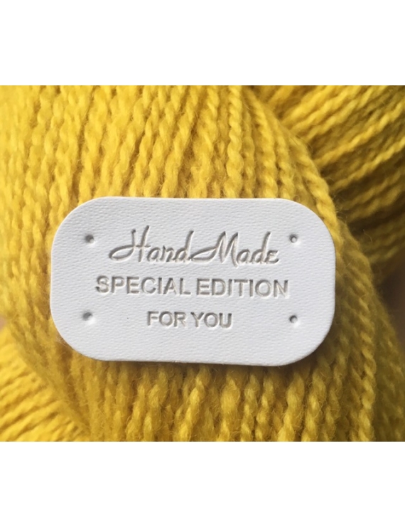 "Hand Made Special Edition for You" Etiquette Decorative Faux Cuir Blanc