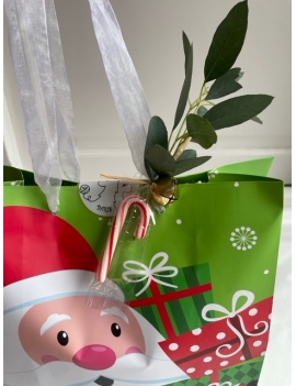 Christmas Bag rouge "le Pere Noel et ses cadeaux " Teinture 