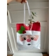 Christmas Bag rouge "le Pere Noel à la branche de houx " Teinture 