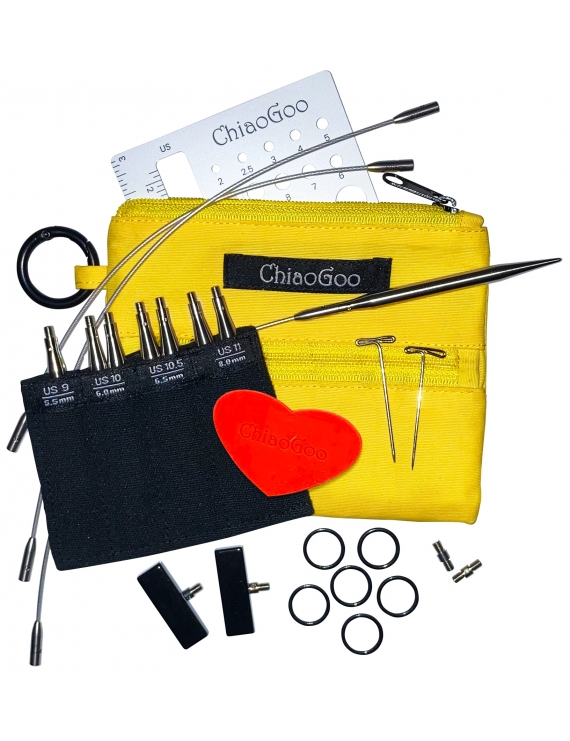 Chiaogoo Twist Shorties Yellow Interchangeable Knitting Set  3″ (5.5 à 8 mm) 