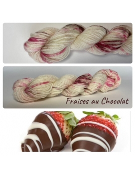 "Fraises au chocolat"  Fil Mérinos Alpaga & Nylon