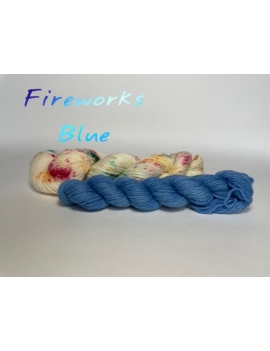 "Fireworks + Blue" Fil Mérinos Alpaga & Nylon